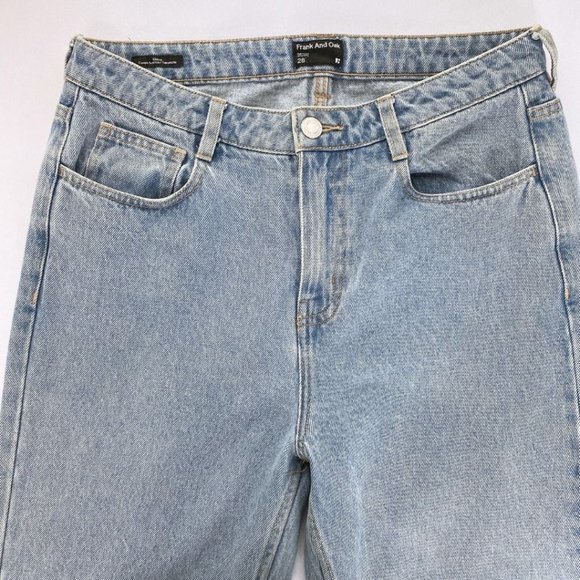 FRANK AND OAK LIGHT WASH DENIM STEVIE HIGH RISE TAPERED FIT JEANS - 28 - Picture 5 of 11